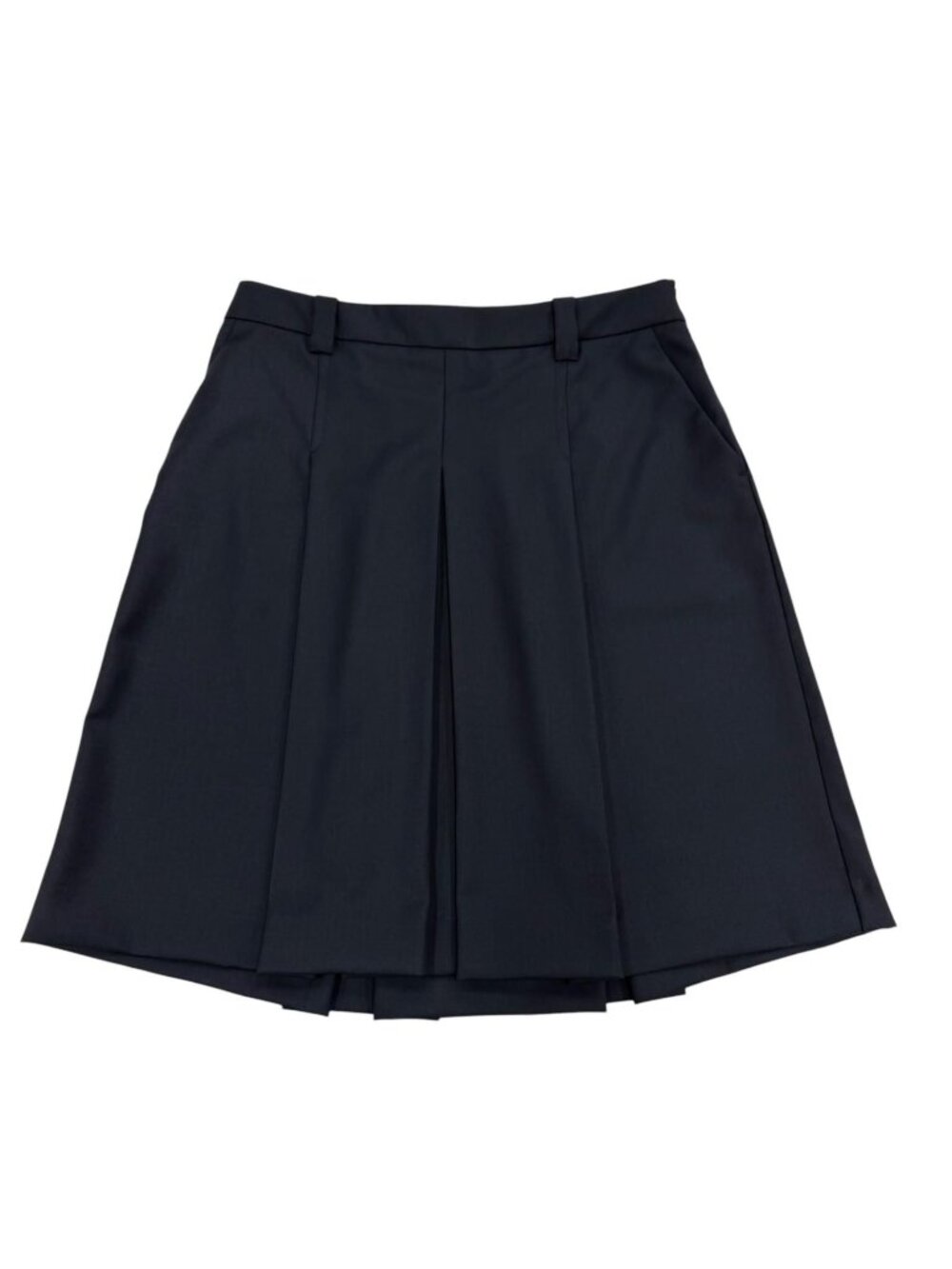 Miu Miu Wool 100% Pleated Skirt Flare Dark Navy 40
